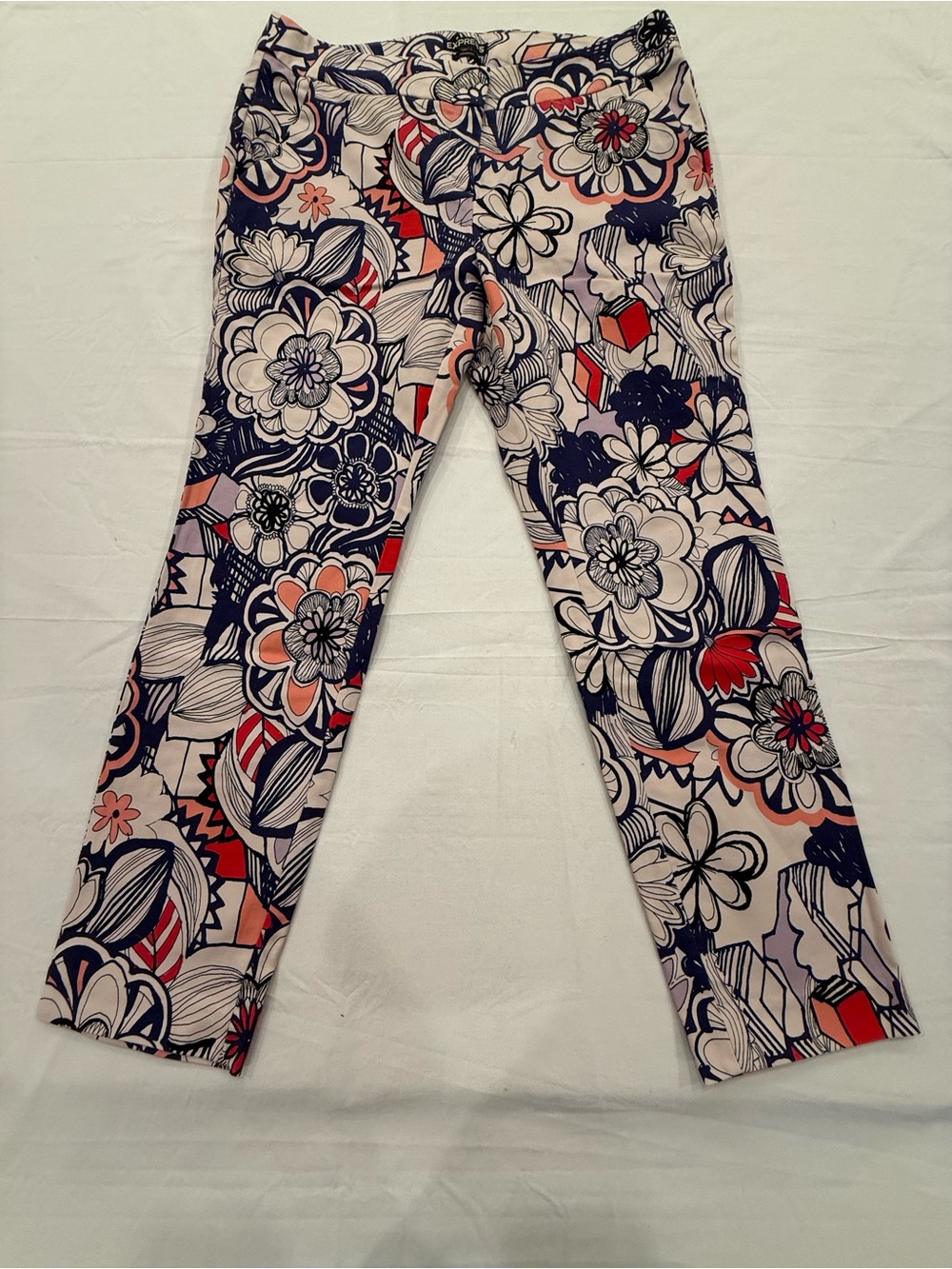 Express Floral Print Skinny Pants in Navy, Coral, Pink, Cream
